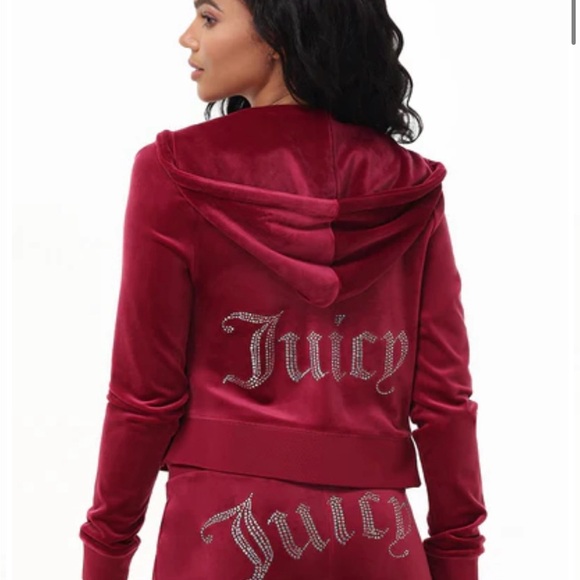 NWT Set Juicy Couture OG Bling Red Velour Jumpsuit - Picture 3 of 5